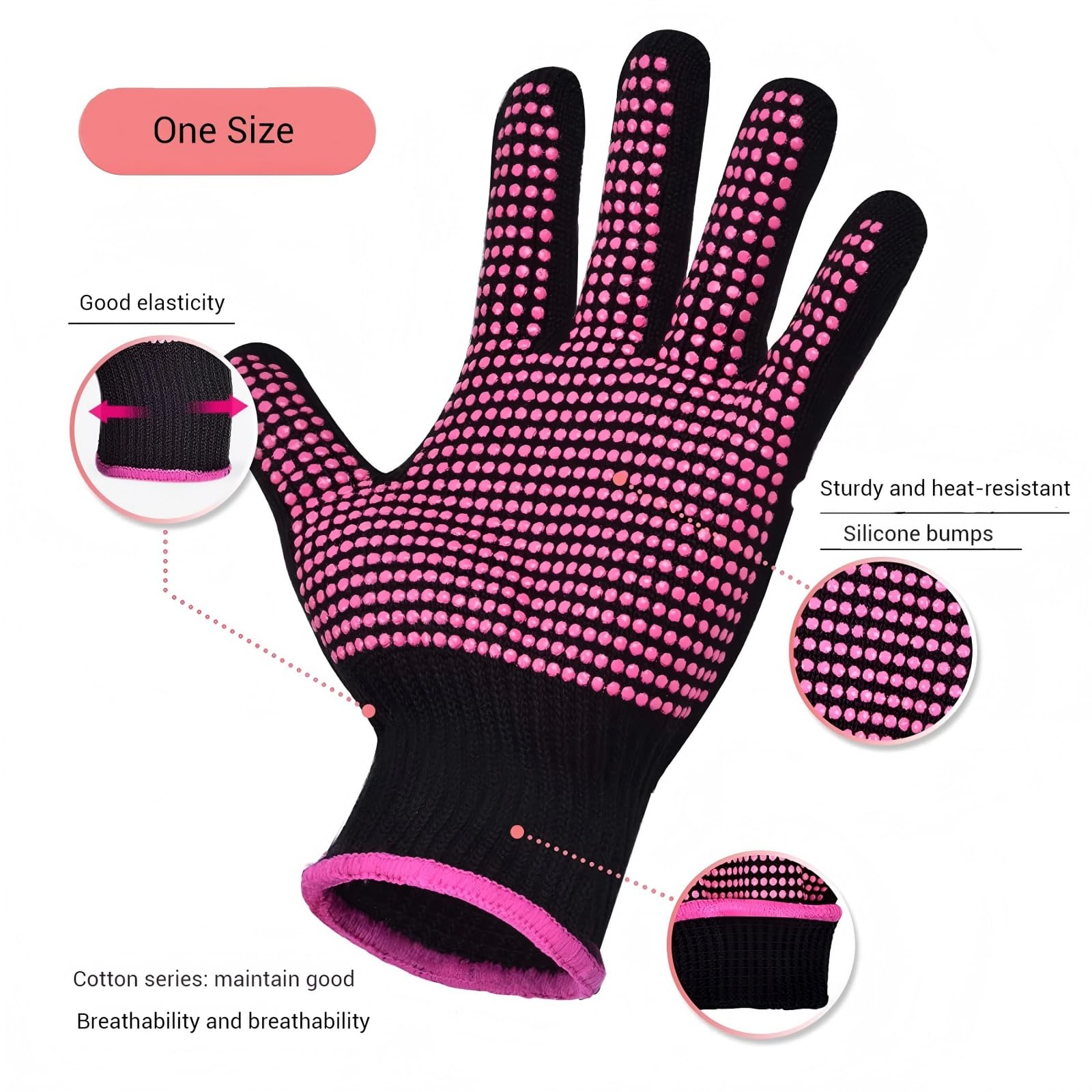 AnLipro thermal salon mitts being worn to demonstrate flexible stretch fit and comfortable polyester material