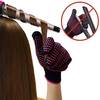 AnLipro heat proof glove side profile displaying the breathable woven fabric texture designed for salon comfort
