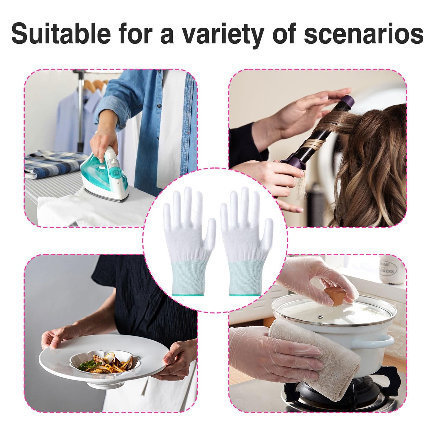 WANAVO hair styling gloves showing the non-slip silicone coating on the fingertips.