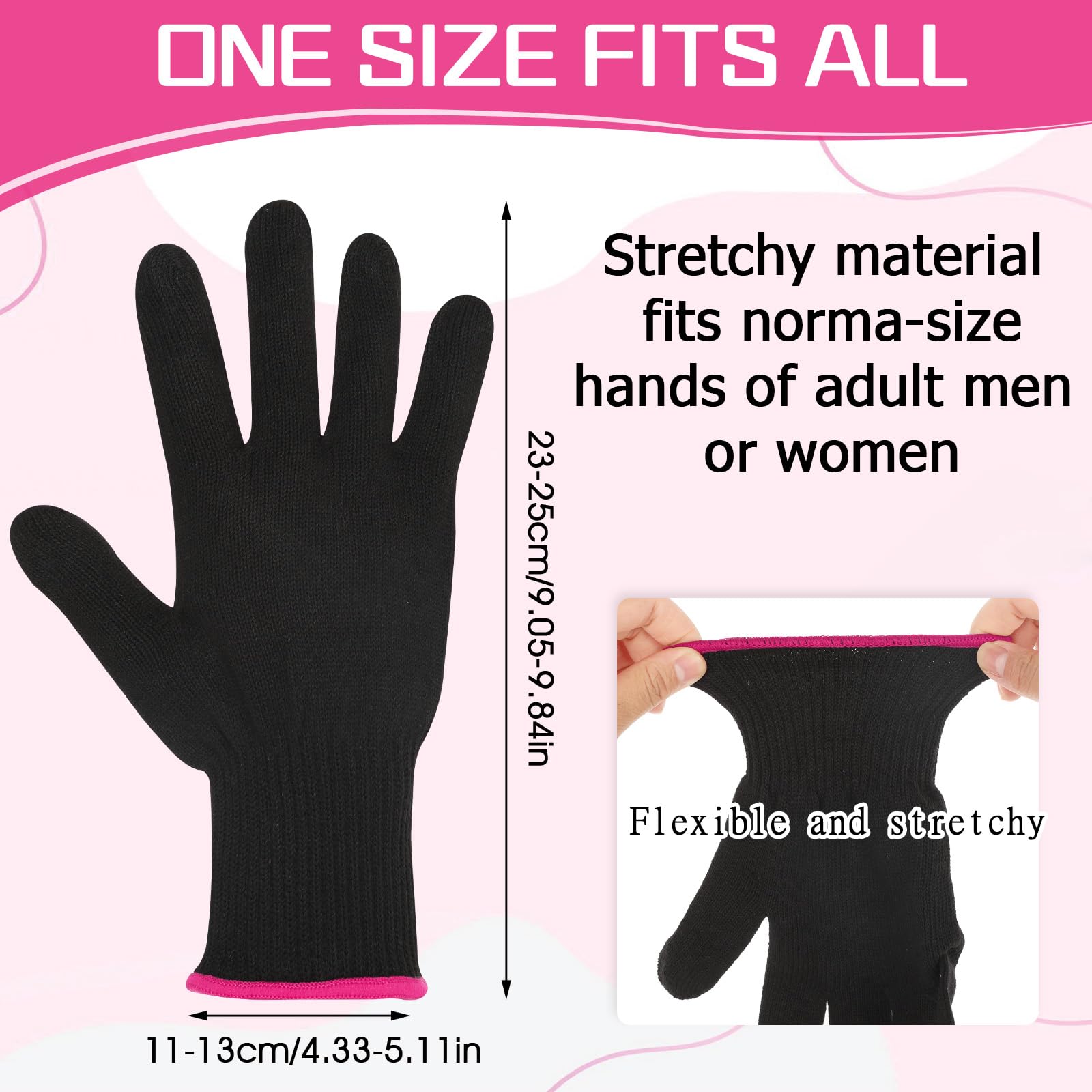 Lessmon heat blocking glove worn on hand holding a curling wand safely