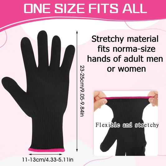 Lessmon heat blocking glove worn on hand holding a curling wand safely