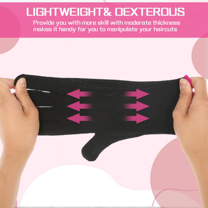 Lessmon ambidextrous hair straightener glove demonstrating flexible finger movement