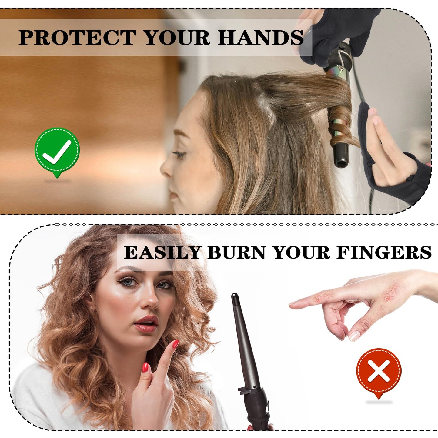 Premium imported hair styling glove showing elastic wristband for flexible fit