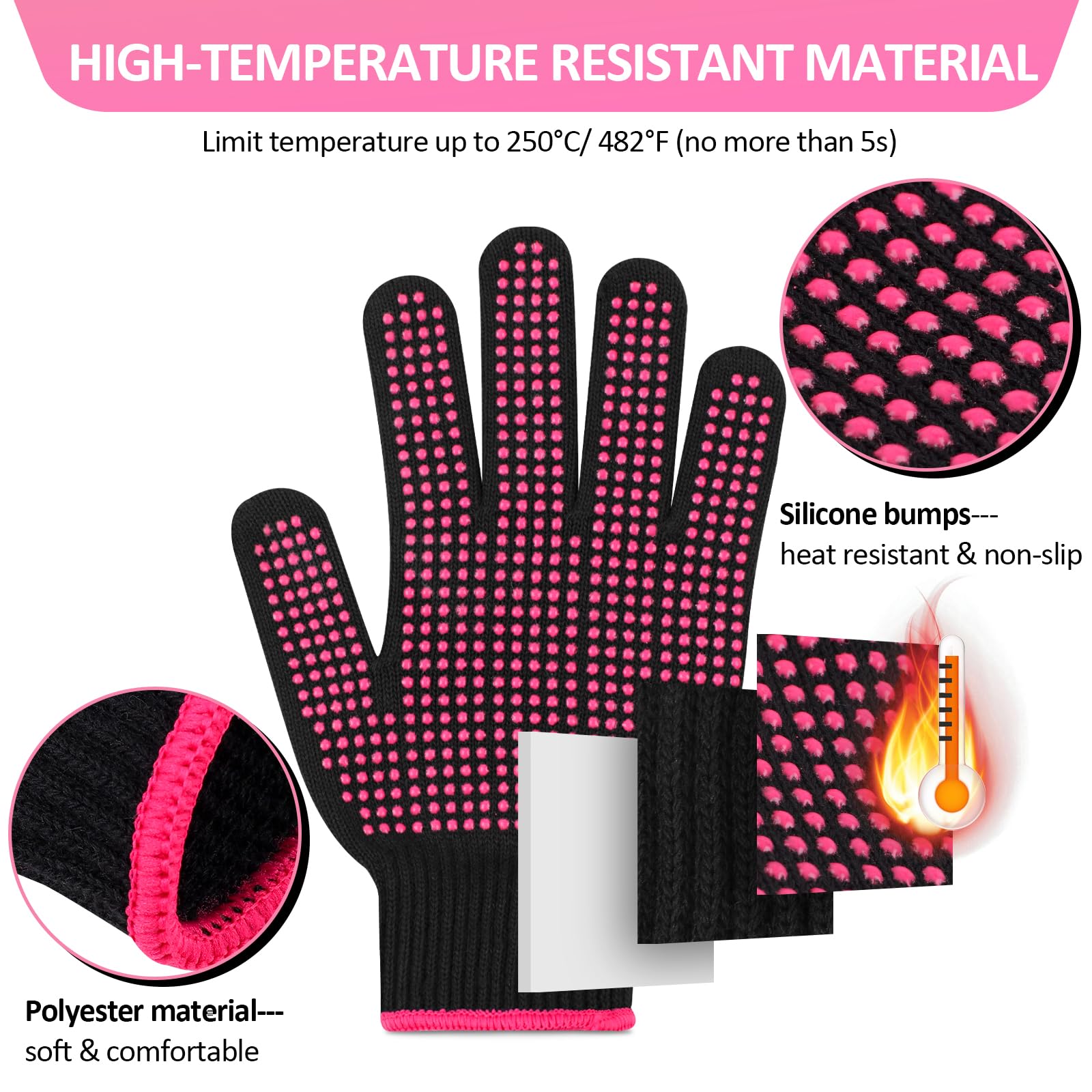Close up view of the non slip textured silicone bumps on the Oligei heatproof glove