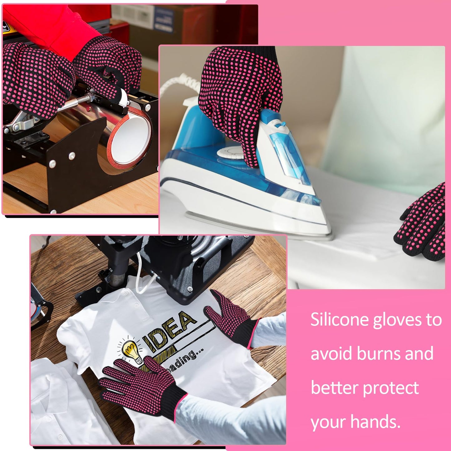 Packaging contents of the Oligei four piece thermal gloves set and clear disposable gloves kit