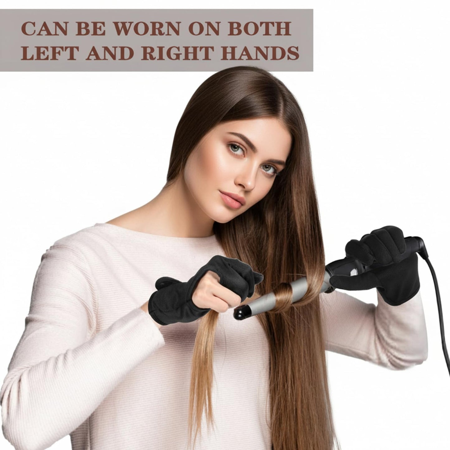 Pack of four classic black anti-scald gloves for flat irons.