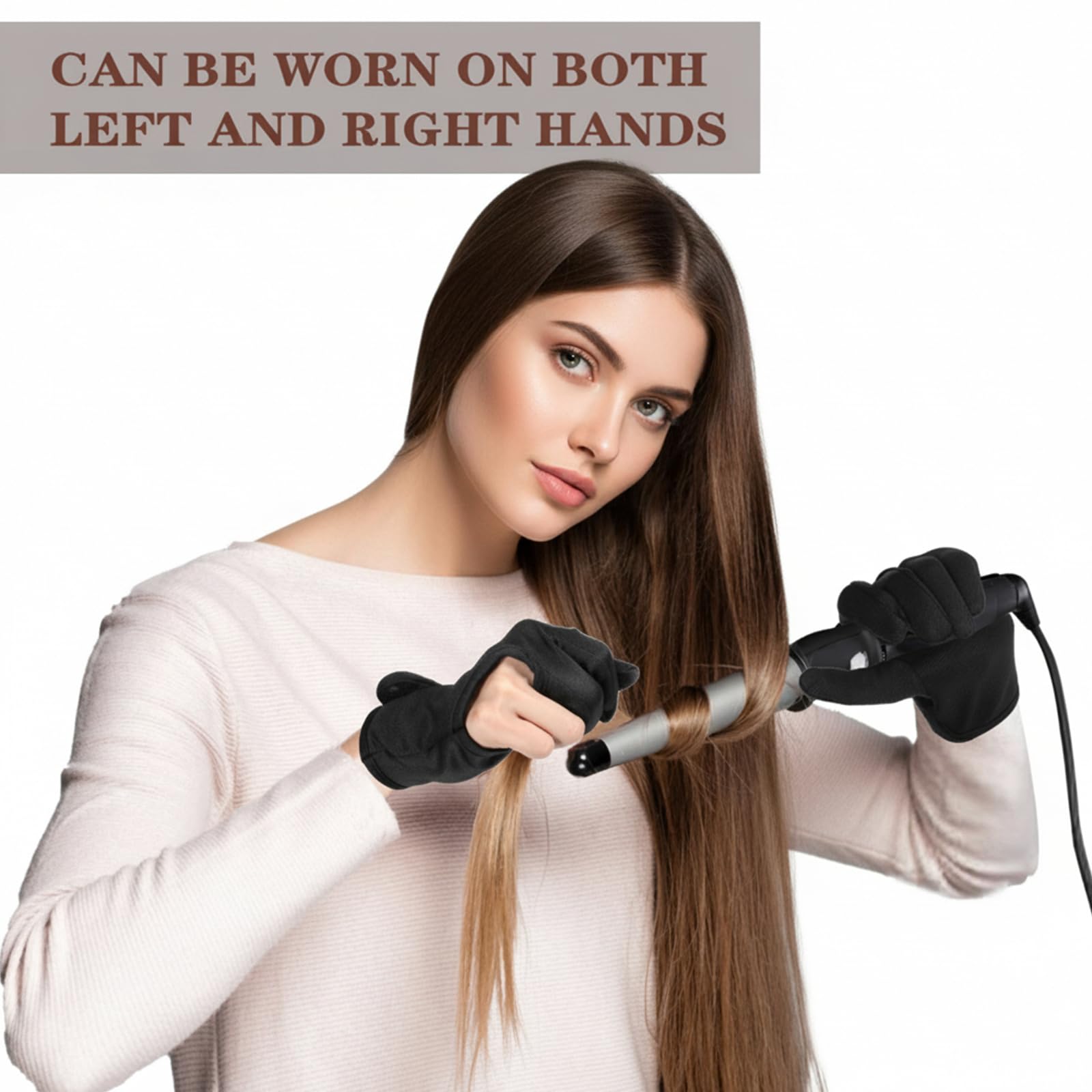 Pack of four classic black anti-scald gloves for flat irons.
