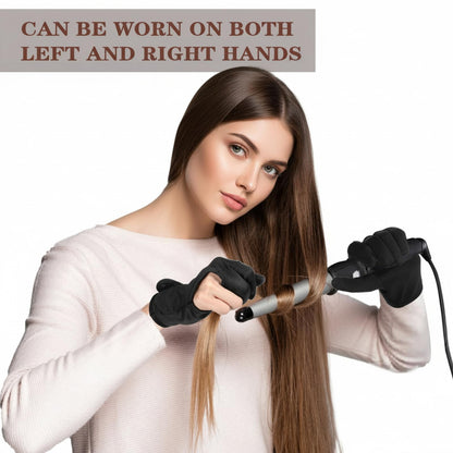 Pack of four classic black anti-scald gloves for flat irons.