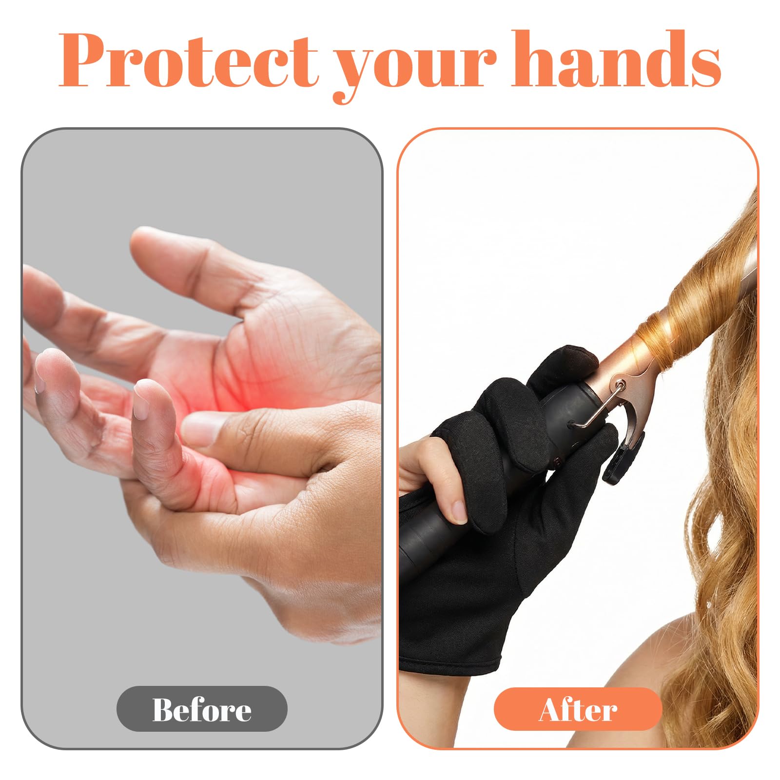 Washable flexible three finger design heat protection glove pack for adults
