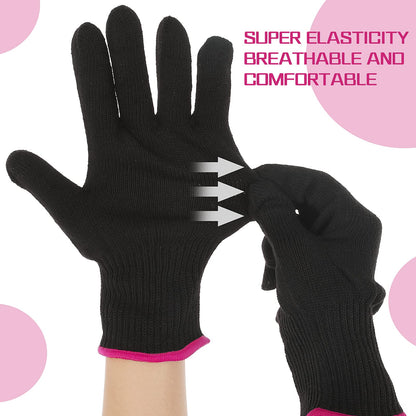 Two pairs of Lessmon curling wand styling gloves laid flat on a neutral background.