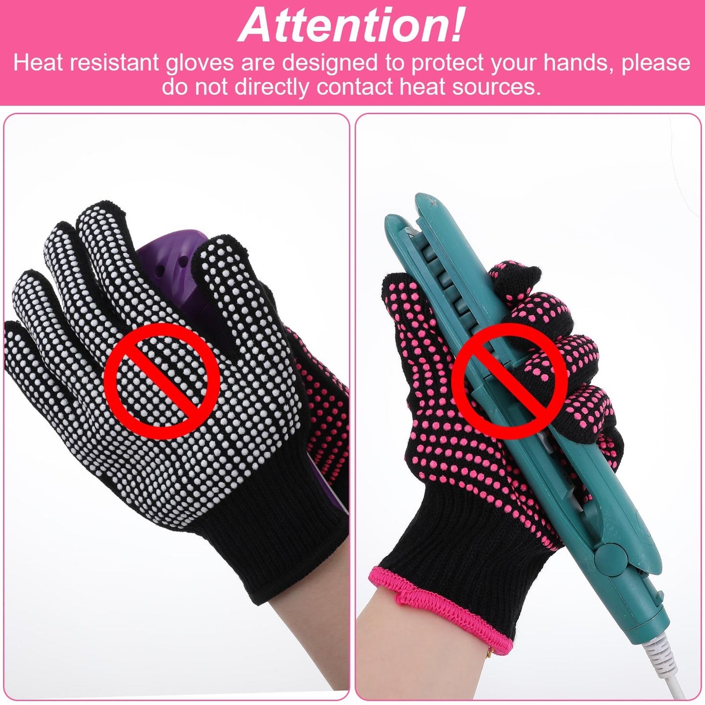 Back and front perspective of the elastic wristband on the protective styling gloves.