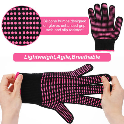 Packaging contents showing both the rose red and white heat blocking gloves together.