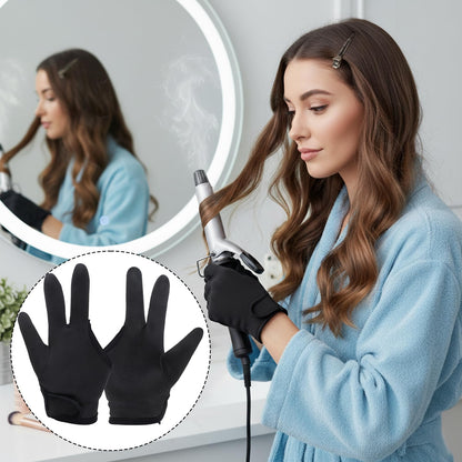 Two count pack of black Vhermosa heat resistant gloves for salon hair straightening and perming safety