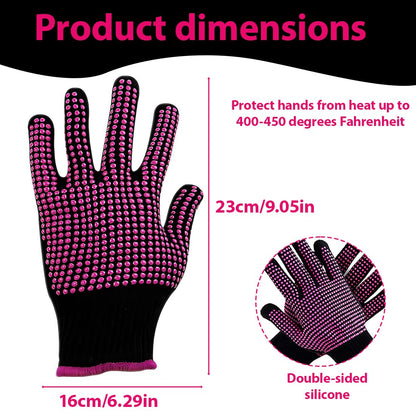 Two pieces of heat proof glove mitts displayed flat to highlight the five-finger styling design.