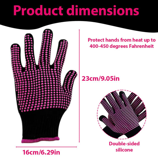 Two pieces of heat proof glove mitts displayed flat to highlight the five-finger styling design.