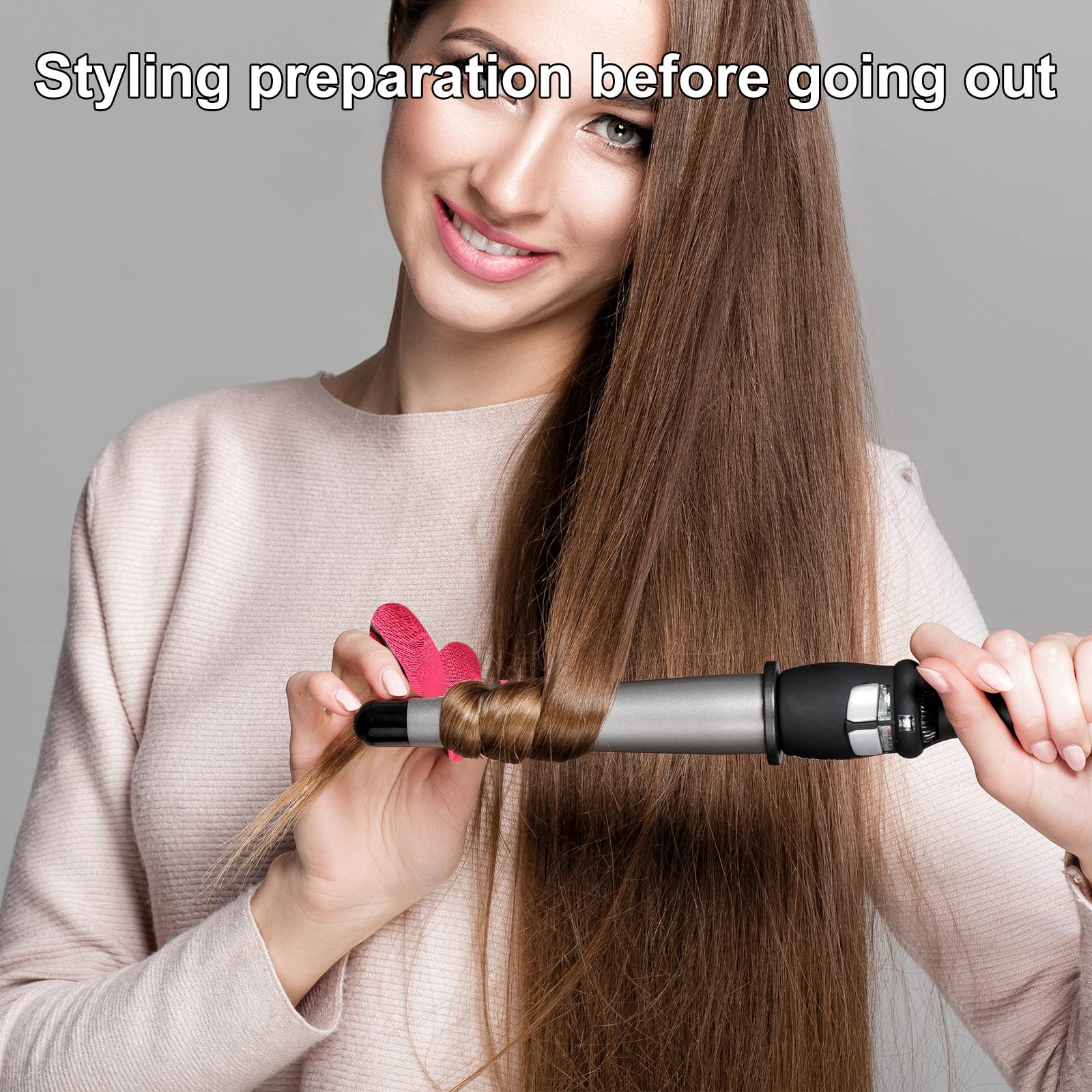 Close up of Nuanchu rose red and black protective thermal finger covers for flat irons