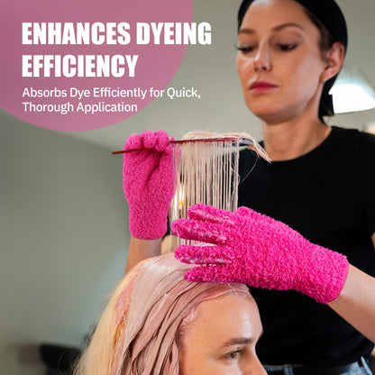 Close-up of Aphlos microfiber salon gloves highlighting the soft texture designed to prevent bleach damage on hair.