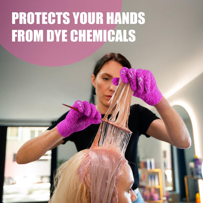 Three pairs of Aphlos purple microfiber reusable gloves neatly arranged to demonstrate the package contents.