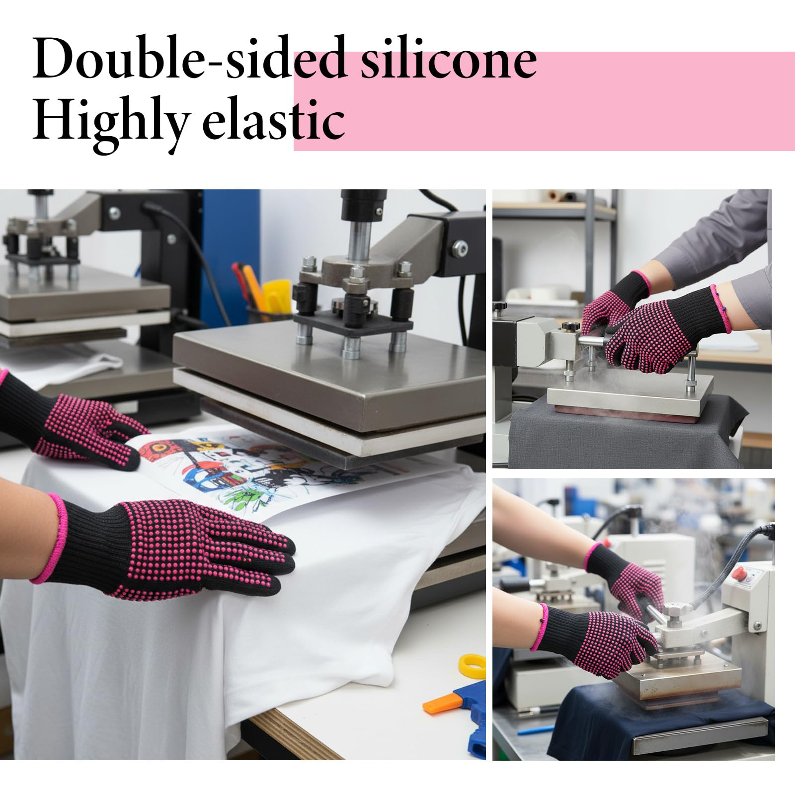 Close up of non slip silicone nodules on heat proof salon glove