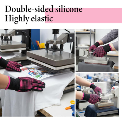 Close up of non slip silicone nodules on heat proof salon glove