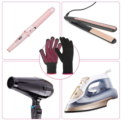 Dimeho premium cotton hair straightener protection gloves laid out flat.