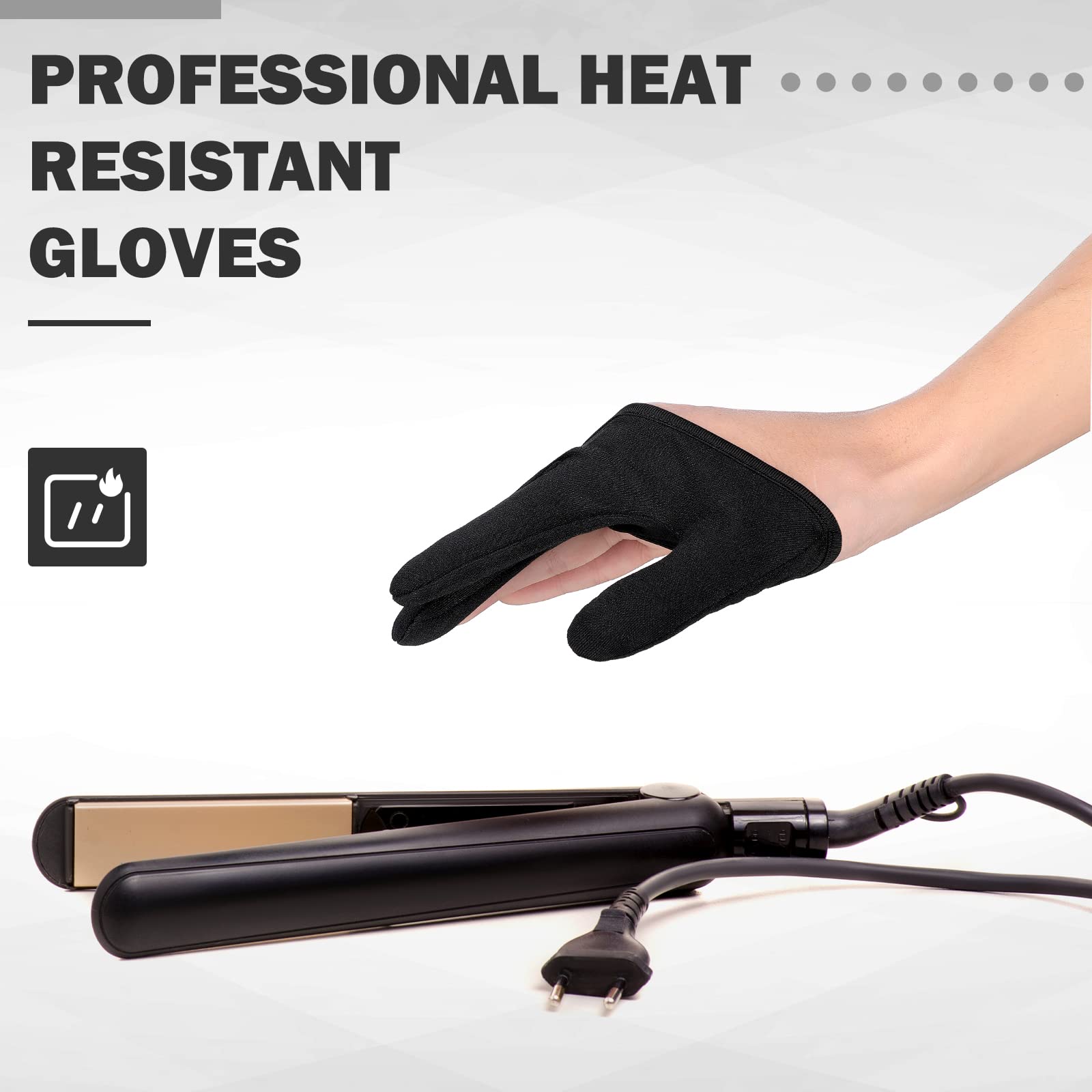 Two pieces of LOYIM heat proof gloves laid flat showing material texture and stitching details