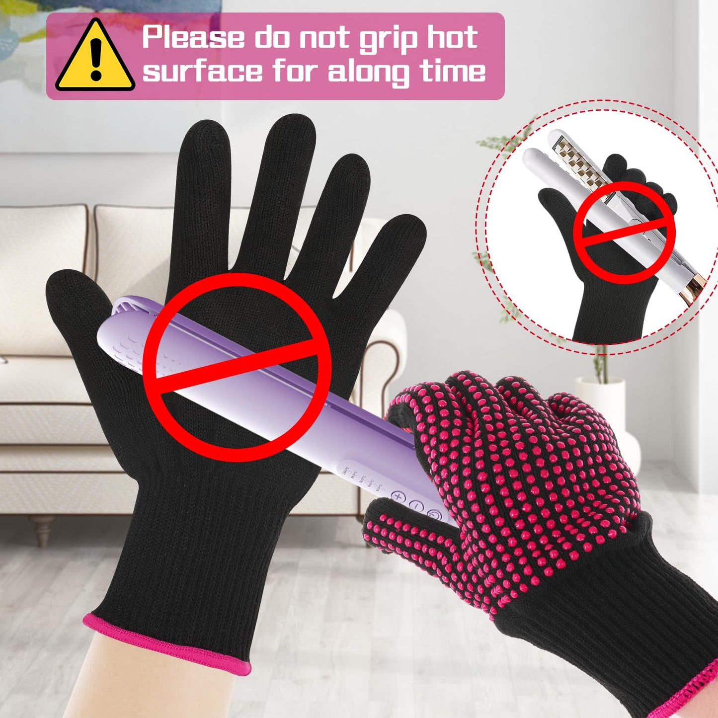 Dimeho universal fit heat resistant work gloves for women hair styling routines.