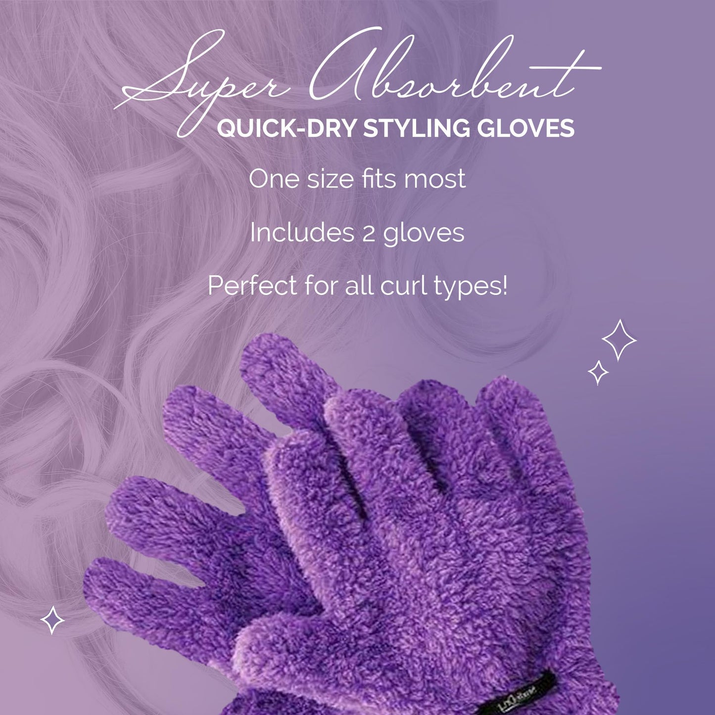 Close up view of the super absorbent micro weave fiber texture on the Curl Keeper hair drying gloves.