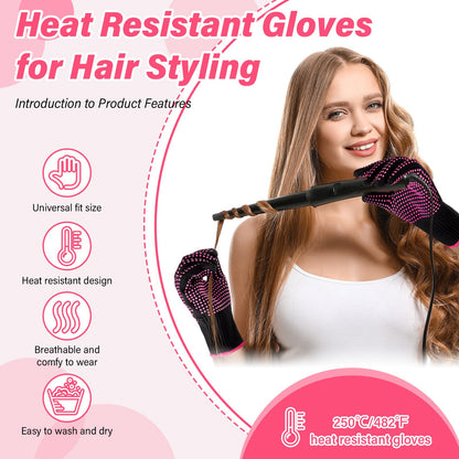 Suhine hair styling gloves showcasing the stretchable and breathable polyester cotton fabric.