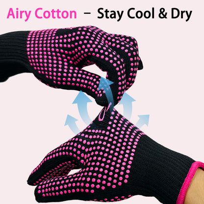 Two pack of ANGENIL non slip hairdressing gloves worn on hands for thermal protection