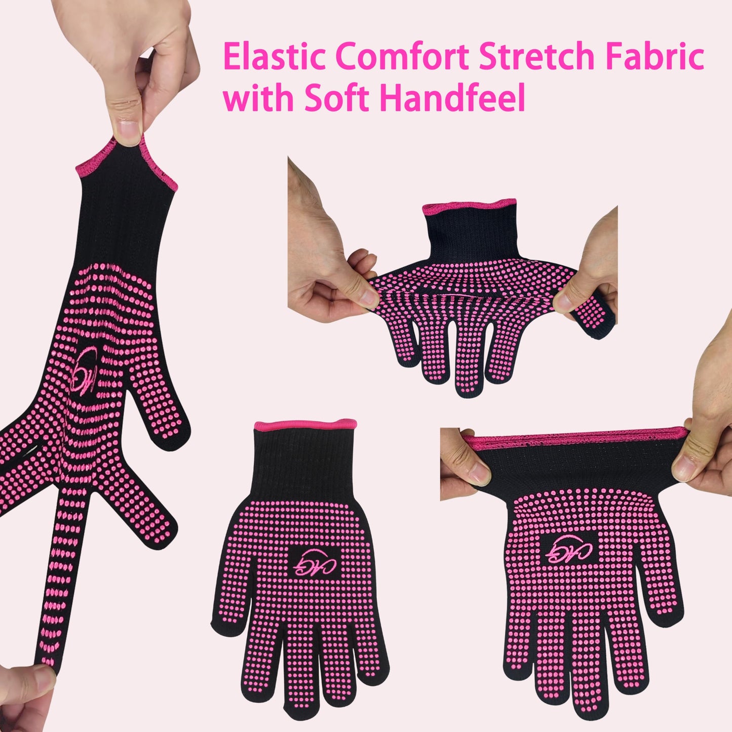Flexible five finger design of ANGENIL silicone dot gloves demonstrating stretchable fit