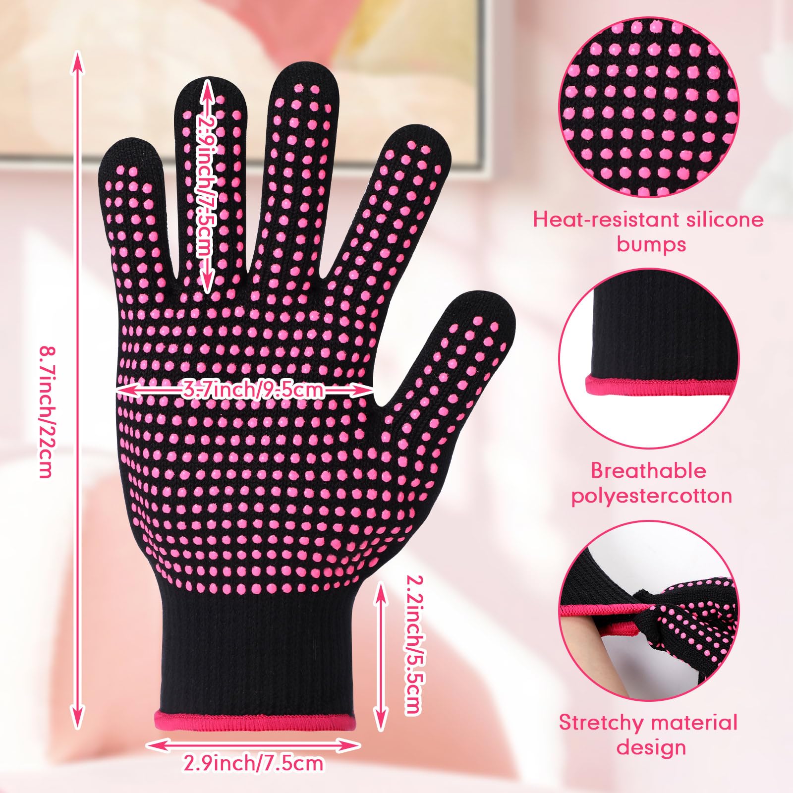 Close up of the textured silicone bumps on the sublimation gloves for non slip grip.