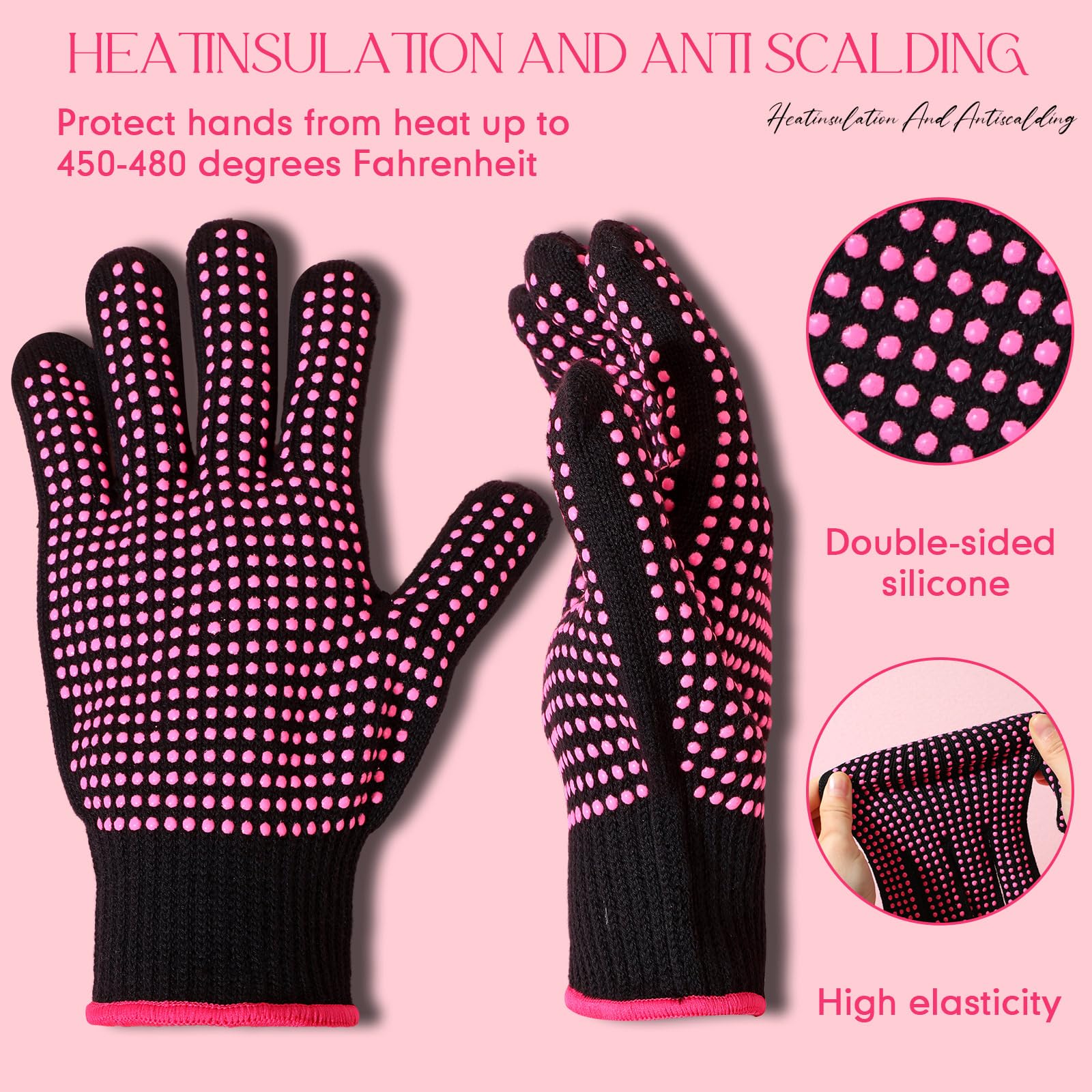 Side view of the double sided heat resistant gloves for crafting and hair styling.