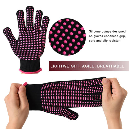Close up view of the textured thermal isolation bumps on the Yantaisiyu curling wand glove.