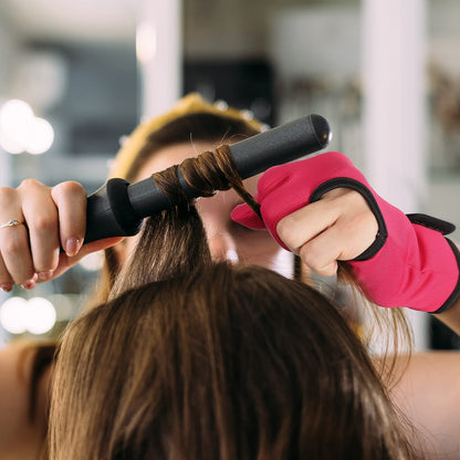 Geyoga styling gloves showcasing the flexible polyester and spandex texture for salon use