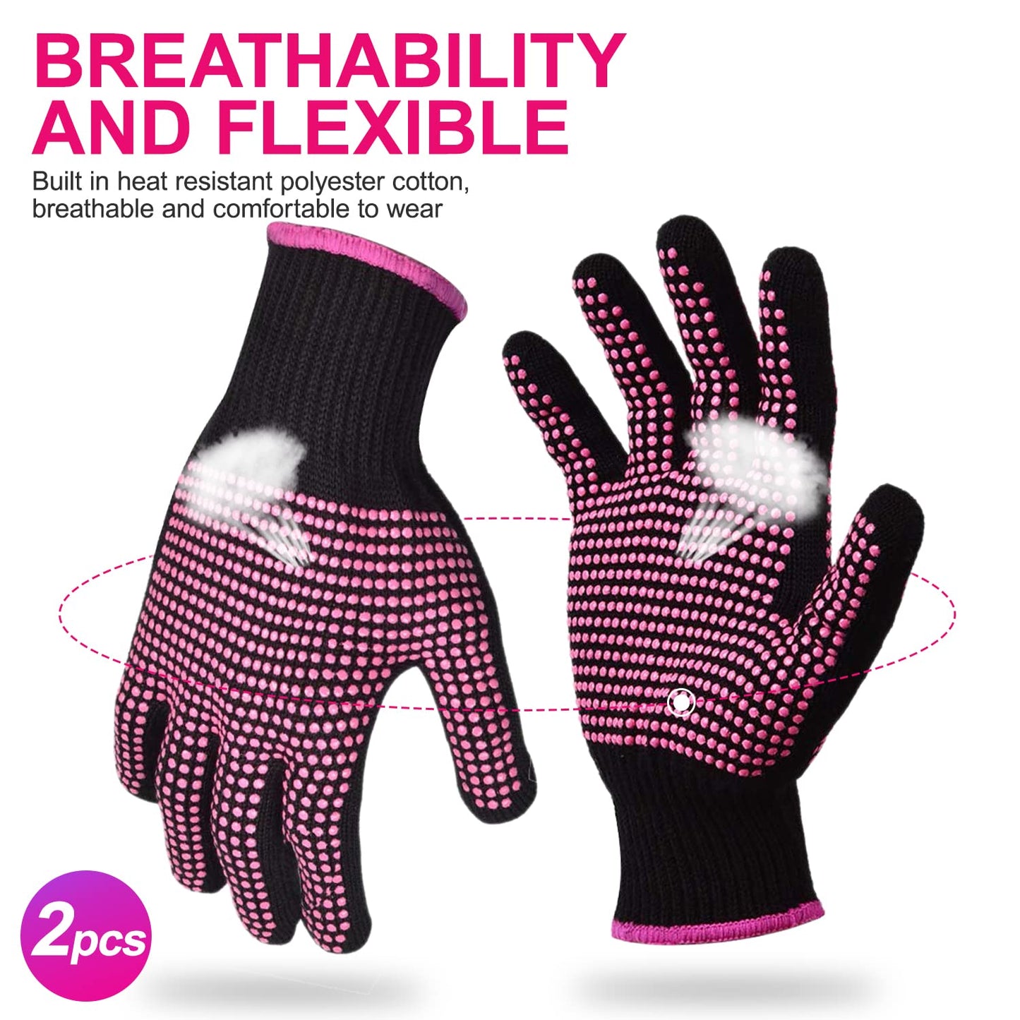 Sopito hair styling mitts protecting hands from a hot curling iron wand