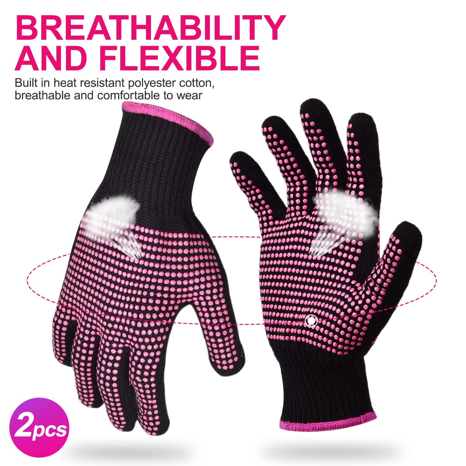Sopito hair styling mitts protecting hands from a hot curling iron wand