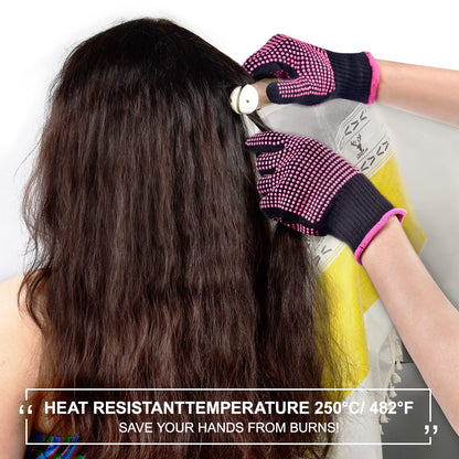 Close up of thermostable silicone nodules on the Sopito rose red styling glove