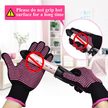 Sopito heat resistant glove being used safely with a hair straightener flat iron