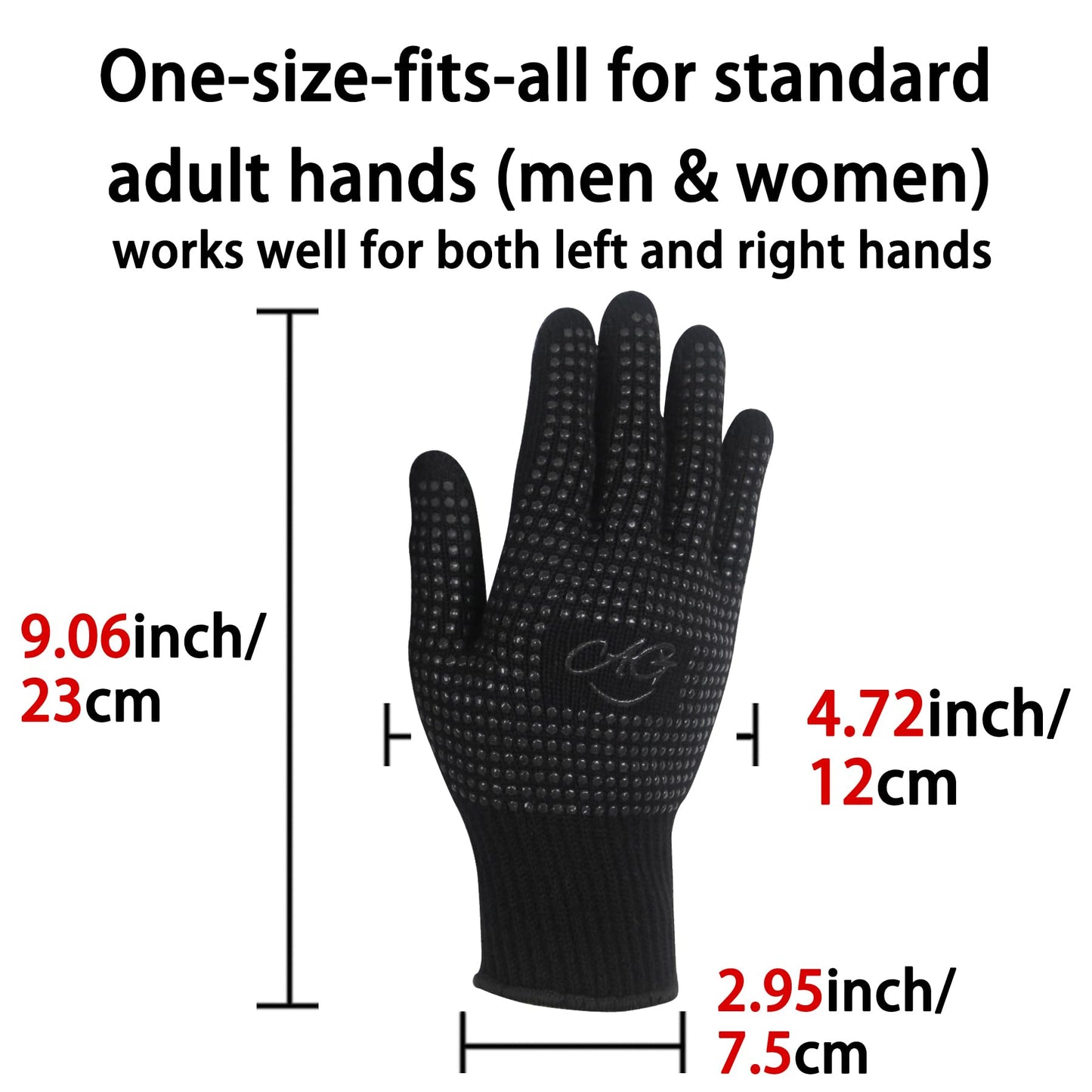 Double sided black silicone bumps on ANGENIL thermal insulation gloves for secure flat iron grip