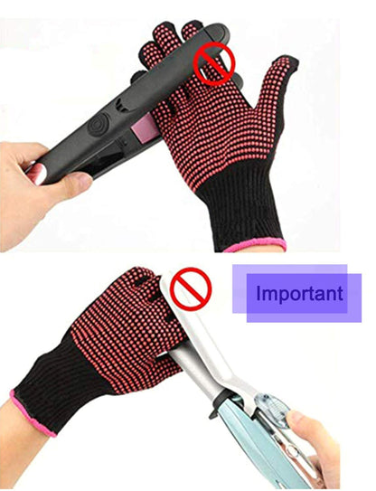 Ambidextrous heat resistant gloves with pink edge showing full coverage for finger protection