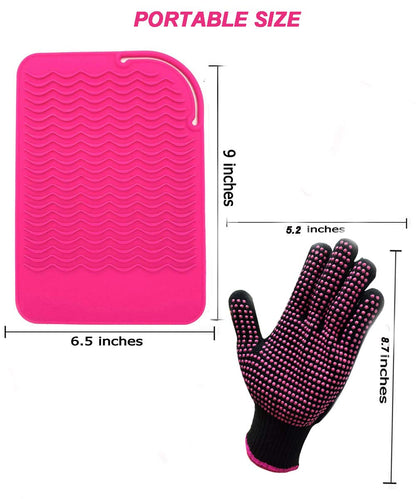 AFT90 pink silicone mat wrapped around a flat iron for safe travel storage.