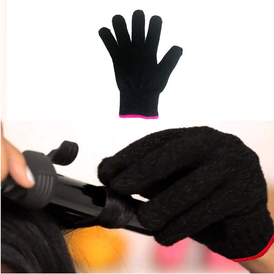 Ambidextrous heat blocking glove for curling wand protection on right hand