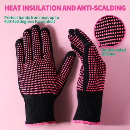 Close up view of the non slip textured silicone bumps on the professional heat proof glove mitts
