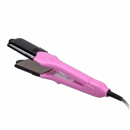 Professional corrugated curling and straightening iron with long power cord for salon results