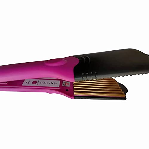 Purple corn plate fluffy styling tool with temperature control buttons visible