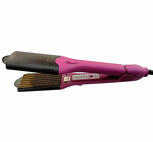 Ceramic hair straightener flat iron with small wave crimping plates installed