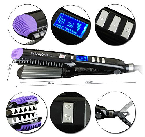 JINDIN corrugated hair iron LCD temperature display close up