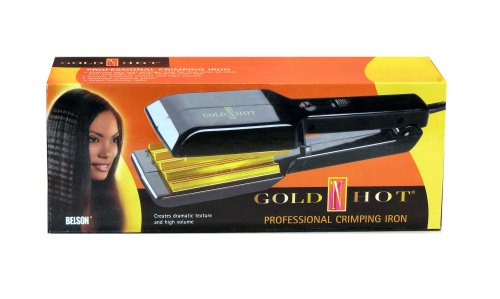 Gold N Hot professional hair crimper displaying the adjustable temperature control dial and salon power cord.