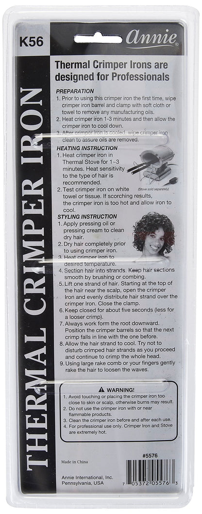Annie thermal crimping iron K56 angled view showing heat resistant handle
